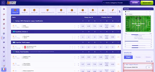 Scommesse sportive in tempo reale su Spinbara: segui le partite di calcio e piazza le tue giocate live Schermata delle scommesse live su Spinbara con partite di calcio in corso, quote e grafici di attacco