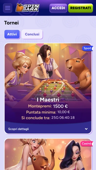Tornei Spinbara Casino - Competizioni con montepremi