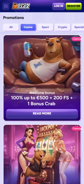 Bonus di benvenuto Spinbara Casino - 100% fino a 500€